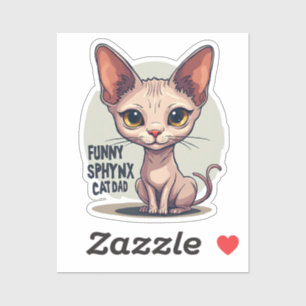 Sticker Papa Chat Sphynx Drôle - Art de Dessin Animé