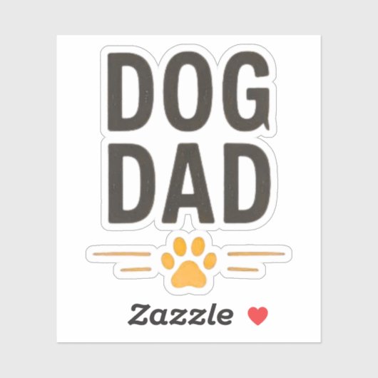 Sticker Papa Chien avec Dessin Simple de Patte (Feuille)