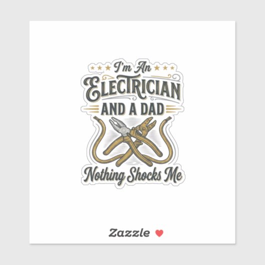 Sticker Papa électricien Rien ne me choque Chemise vintage (Feuille)