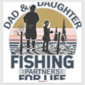 Sticker Papa Et Fille Partenaires De Pêche À Vie (Feuille)