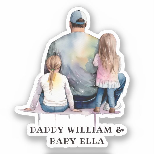 Sticker Papa et filles personnalisées (9) (Recto)