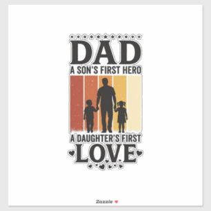 Sticker Papa Fils Premier Héros Fille Premier Amour Vintag