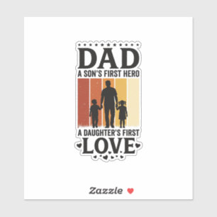 Sticker Papa Fils Premier Héros Fille Premier Amour Vintag