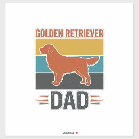 Sticker Papa Golden Retriever Conception Vectorielle pour (Feuille)