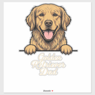 Sticker Papa Golden Retriever Gravure Vintage