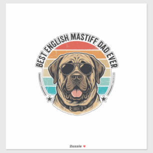 Sticker Papa Mastiff Anglais Vintage Coucher de soleil Chi