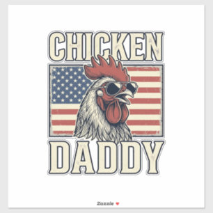 Sticker Papa Poule Coq Vintage Patriotique