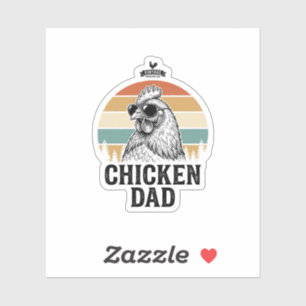 Sticker Papa Poulet Vintage Sunset Drôle Amateur de Poulet
