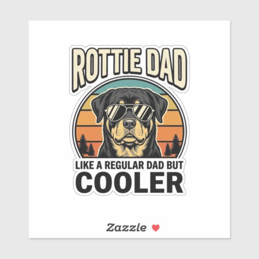 Sticker Papa Rottie comme un papa normal mais design plus (Feuille)