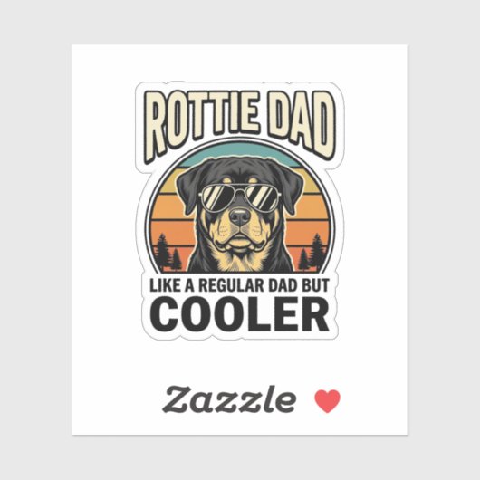 Sticker Papa Rottie comme un papa normal mais design plus  (Feuille)
