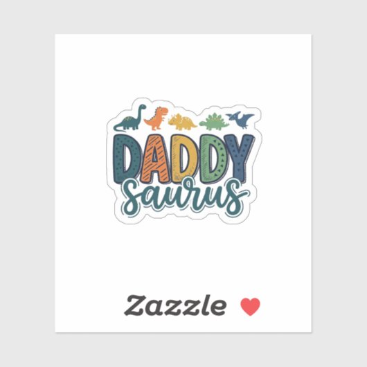 Sticker Papa Saurus Mignon Papa Dinosaure Conception Vecto (Feuille)