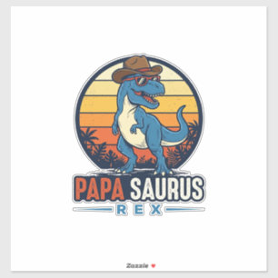 Sticker Papa Saurus Rex Cowboy Dinosaur Vintage T-shirt_1
