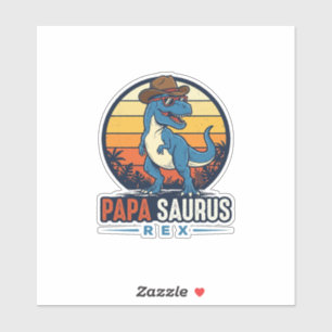 Sticker Papa Saurus Rex Cowboy Dinosaure Vintage T-Shirt_1