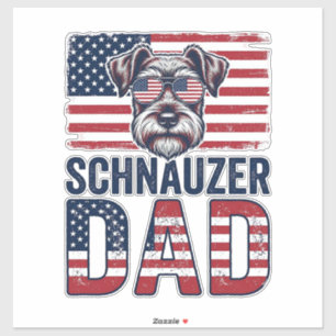 Sticker Papa Schnauzer Patriotique Vintage Chien