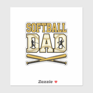 Sticker Papa Softball Gravure Vintage Batteur Graphique_1