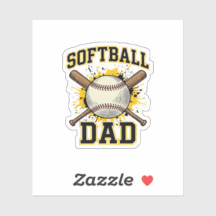 Sticker Papa Softball Vintage Varsity Dessin Bats Croisés_