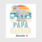 Sticker Papasaurus Dinosaur Retro Sunset Tropical Papa (Feuille)