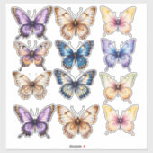 Sticker Papeterie de scrapbook aquarelle journal papillon (Feuille)