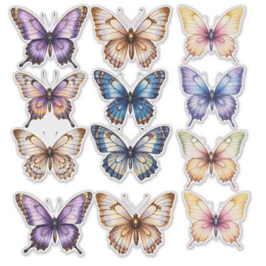 Sticker Papeterie de scrapbook aquarelle journal papillon (Devant)