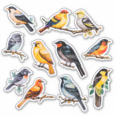 Sticker Papeterie scrapbook oiseaux aquarelle (Devant)