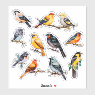 Sticker Papeterie scrapbook oiseaux aquarelle