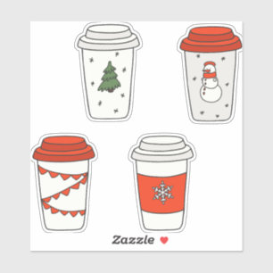 Sticker Papier de Noël Coupes de café Arbre Snowman Snowfl