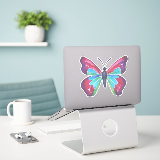 Sticker papillon (Ordinateur portable sur le bureau)