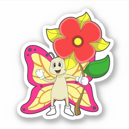 Sticker Papillon à fleurs (Devant)
