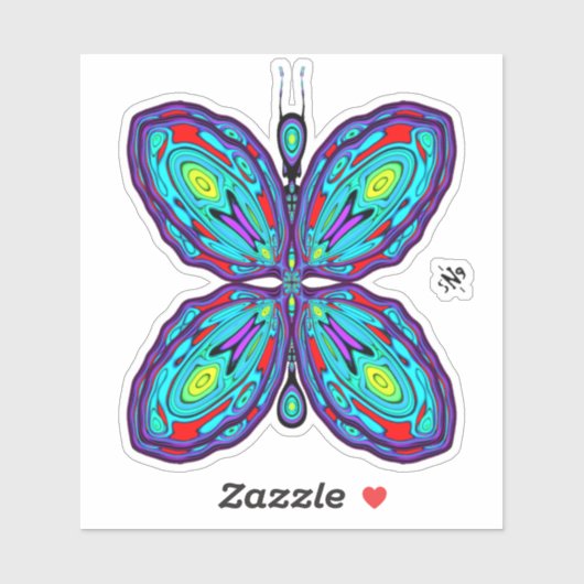 Sticker papillon Alien (motif coloré) v1 (Feuille)