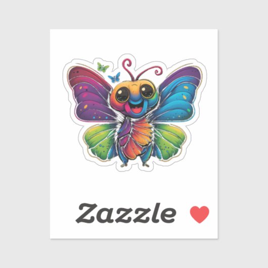 Sticker Papillon arc-en-ciel (Feuille)