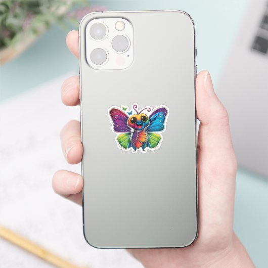 Sticker Papillon arc-en-ciel (Téléphone)