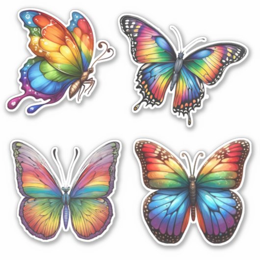Sticker Papillon arc-en-ciel coloré étanche (Devant)