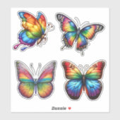 Sticker Papillon arc-en-ciel coloré étanche (Feuille)