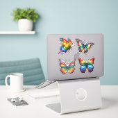 Sticker Papillon arc-en-ciel coloré étanche (Ordinateur portable sur le bureau)