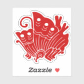 Sticker Papillon asiatique Japonais Conception Kamon (Feuille)