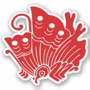 Sticker Papillon asiatique Japonais Conception Kamon