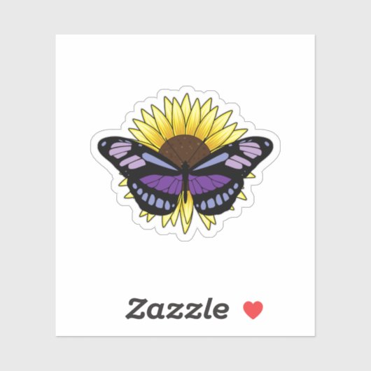 Sticker Papillon au tournesol (Feuille)