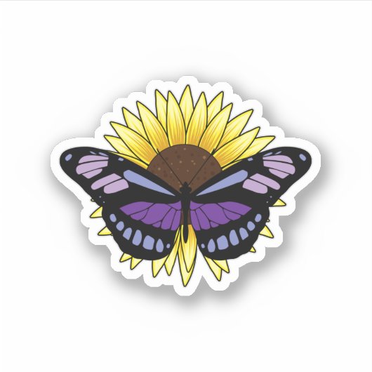 Sticker Papillon au tournesol (Devant)