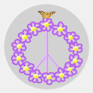 Sticker Papillon aux fleurs de paix