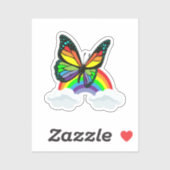 Sticker Papillon avec arc-en-ciel (Feuille)