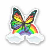 Sticker Papillon avec arc-en-ciel (Recto)