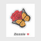 Sticker Papillon avec Rose (Feuille)