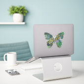 Sticker Papillon Batik Vert (Ordinateur portable sur le bureau)