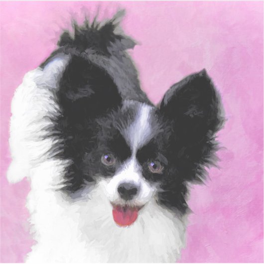 Sticker Papillon (blanc et noir) Peinture - Chien Art (Devant)