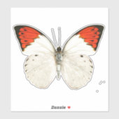 Sticker Papillon blanc et rouge (Feuille)