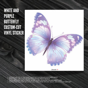 Sticker Papillon blanc et violet, vinyle personnalisé coup