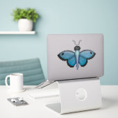 Sticker papillon bleu (Ordinateur portable sur le bureau)