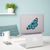 Sticker Papillon bleu (Ordinateur portable sur le bureau)