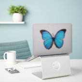 Sticker Papillon bleu 1 (Ordinateur portable sur le bureau)