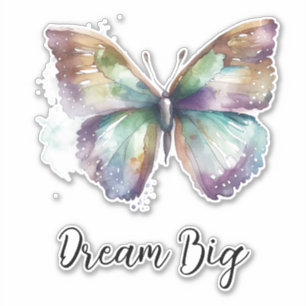 Sticker Papillon bleu aqua violet or moutarde